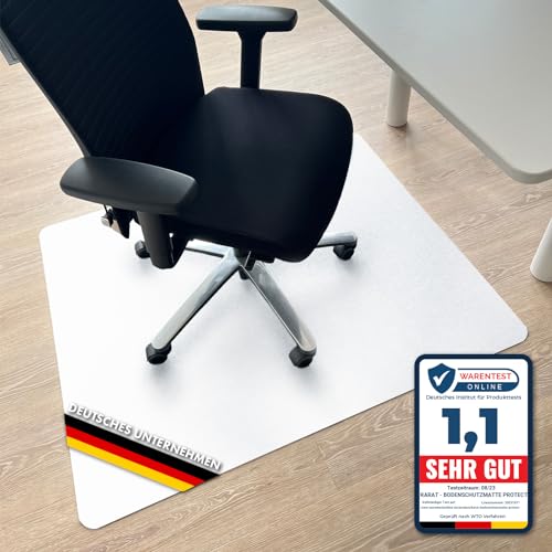 Floordirekt Bodenschutzmatte für Hartböden - farbige Bürostuhlunterlage Bodenmatte Stuhlunterlage aus Polypropylen - Stärke: 1,9 mm (114 x 150 cm, Semi-Transparent) von Floordirekt
