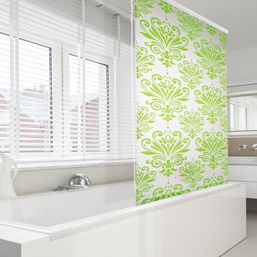 Duschrollo - Duschvorhang mit Seitenzug - stufenlos verstellbar - wasserdicht & schnelltrocknend - inkl. Befestigungsmaterial - Verschiedene Designs erhältlich (240 x 100 cm, Damask) von Floordirekt