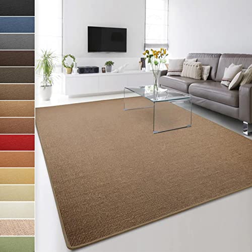 Floordirekt 100% reines Sisal - Sisalteppich - Teppich für Wohnzimmer - Naturfaser - Läufer (Kork, 140 x 200 cm) von Floordirekt
