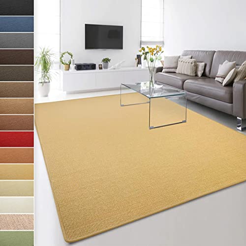 Floordirekt 100% reines Sisal - Sisalteppich - Teppich für Wohnzimmer - Naturfaser - Läufer (Natur, 200 x 200 cm) von Floordirekt