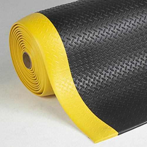 Floordirekt Anti-Ermüdungsmatte Dyna-Protect Diamond - 120 x 50 cm, Schwarz-Gelb - Robuste Arbeitsplatzmatte - Entlastet die Gelenke für mehr Komfort beim Stehen von Floordirekt