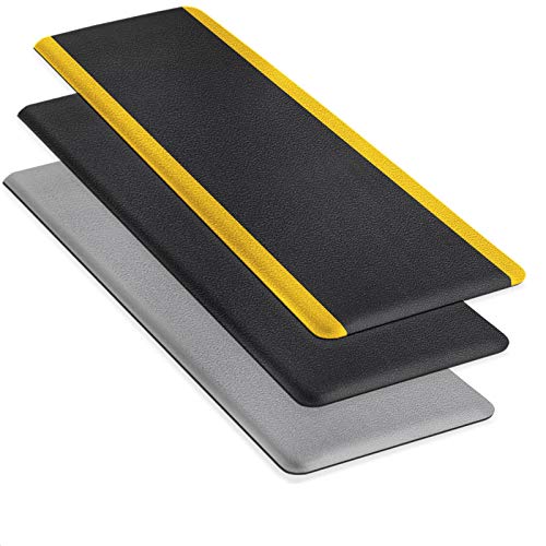 Floordirekt Anti-Ermüdungsmatte Heavy-Duty 90 x 150 cm, RIPP, Schwarz-Gelb - Für Steharbeitsplätze - Ergonomische Arbeitsplatzmatte für mehr Komfort beim Stehen & Laufen - rutschfest & langlebig von Floordirekt