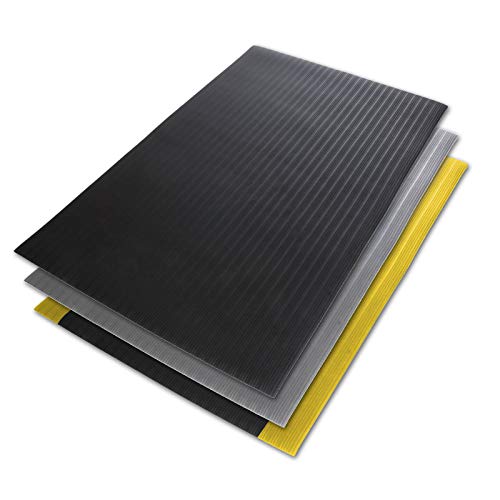Floordirekt Anti-Ermüdungsmatte Softer-Work-Mat 60 x 600 cm, Schwarz - Ergonomische Arbeitsplatzmatte - Gerippte, Rutschhemmende & dämpfende Oberfläche von Floordirekt