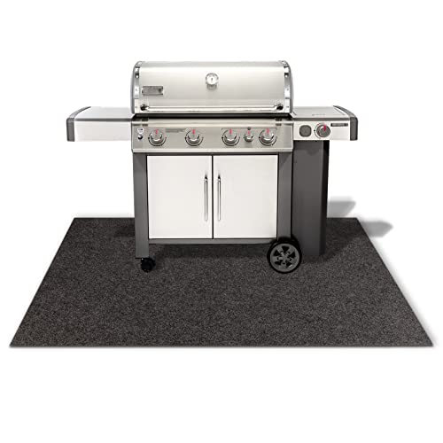 Floordirekt BBQ-Matte Dalton - Grillschutzmatte für Terrasse, Balkon & Garten - Bodenschutzmatte Grillunterlage Grillmatte - Feuerfester Grilluntergrund (100 x 100 cm, Anthrazit) von Floordirekt