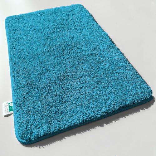 Floordirekt Badematte Sky - Badezimmerteppich - Weicher, dichter Hochflor - Rutschhemmend & Schnell trocknend - Geeignet für Fußbodenheizung - Eckig & Rund (50 x 80 cm, Petrol) von Floordirekt