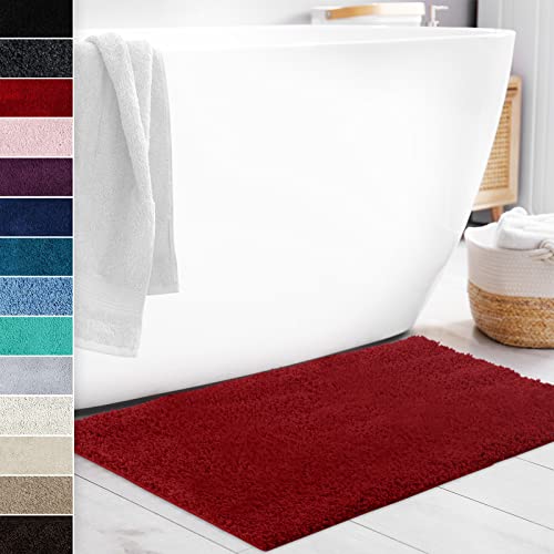 Floordirekt Badematte Sky Soft | Eckig & Rund | Badezimmerteppich | Extra flauschig | rutschfest & Schnell trocknend | Viele Farben & Größen (60 x 100 cm, Rot) von Floordirekt
