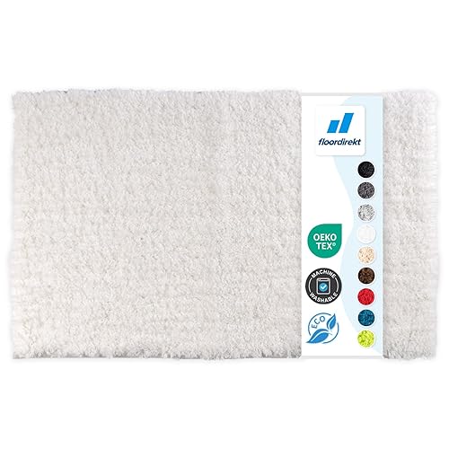 Floordirekt Badematte Sky Soft | Eckig & Rund | Badezimmerteppich | Extra flauschig | rutschfest & Schnell trocknend | Viele Farben & Größen (80 x 150 cm, Weiß) von Floordirekt