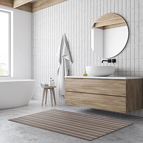 Floordirekt Badematte | rutschfest & schnelltrocknend | Badvorleger für das Badezimmer | Vinyl Badteppich in 17 Designs & vielen Größen erhältlich (90 x 150 cm, Asti) von Floordirekt