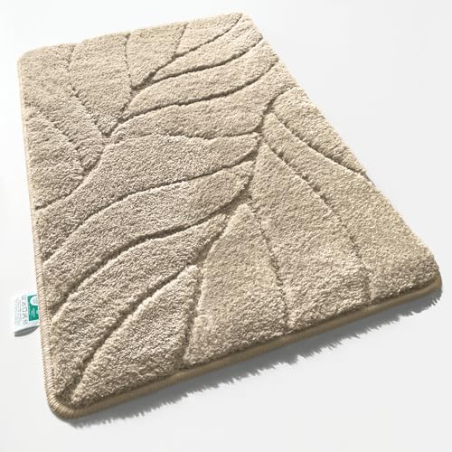 Floordirekt Badteppich - extra flauschig & schnelltrocknend - Badezimmerteppich mit rutschhemmender Rückseite - Badematte Duschvorleger (Maris) (Ivory, 80 x 150 cm) von Floordirekt