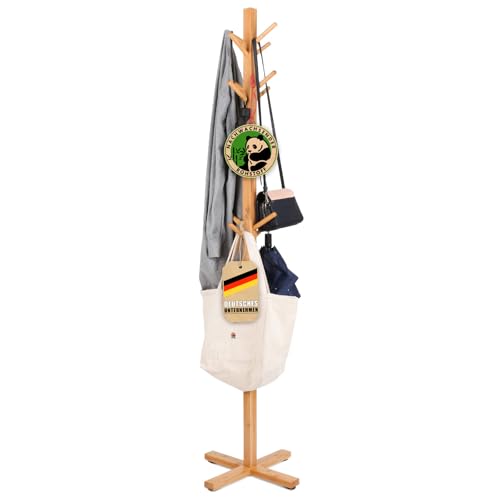 Floordirekt Bambus-Garderobenständer Oregon – 12 Haken, Platzsparendes Design, Umweltfreundlich und Robuste Garderobe für Flur, Eingangsbereich oder Schlafzimmer von Floordirekt