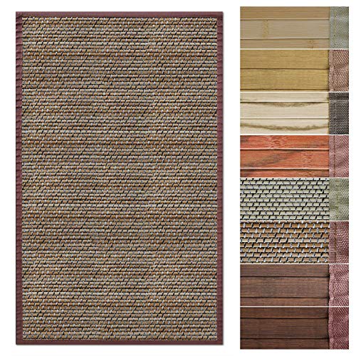 Floordirekt Bambusteppich Bambusmatte mit Stoffrahmen | Natur Design in vielen Farben & Größen (120 x 180 cm, Panda Braun) von Floordirekt