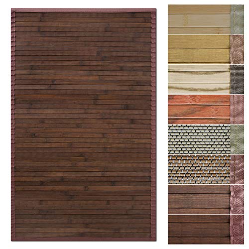 Floordirekt Bambusteppich Bambusmatte mit Stoffrahmen | Natur Design in vielen Farben & Größen (150 x 200 cm, Oak) von Floordirekt