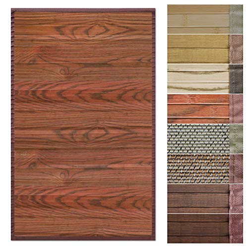 Floordirekt Bambusteppich Bambusmatte mit Stoffrahmen | Natur Design in vielen Farben & Größen (160 x 230 cm, Magenta Braun) von Floordirekt