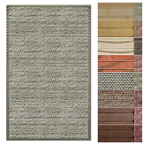 Floordirekt Bambusteppich Bambusmatte mit Stoffrahmen | Natur Design in vielen Farben & Größen (90 x 120 cm, Panda Natur) von Floordirekt