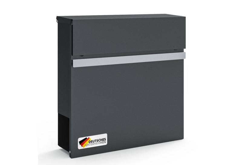 Floordirekt Briefkasten Gaston, Moderner Wandbriefkasten mit Zeitungsfach, Edelstahl-Namensschild von Floordirekt