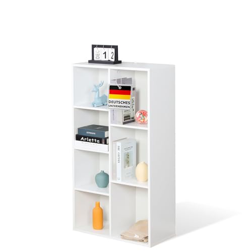 Floordirekt Bücherregal, Regal weiß mit 7 Fächern, Würfelregal, 29T x 59,6B x 108H cm, Raumteiler für Kinderzimmer, Wohnzimmer, Büro und Schlafzimmer (California) von Floordirekt