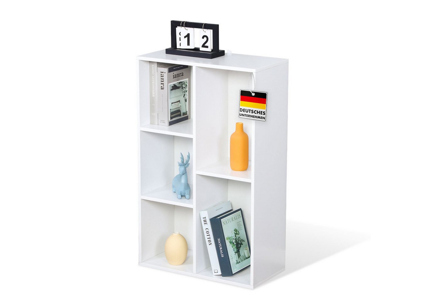 Floordirekt Bücherregal Arkansas, weißes Standregal mit Kippschutz & Rückwand, offene Front, 5 Fächer 1-tlg., 50x24x80cm, schneller Aufbau, schlichtes Design aus Holzwerkstoff Floordirekt Bücherregal Arkansas, weißes Standregal mit Kippschutz & Rückwand, offene Front, 5 Fächer 1-tlg., 50x24x80cm, schneller Aufbau, schlichtes Design aus Holzwerkstoff von Floordirekt