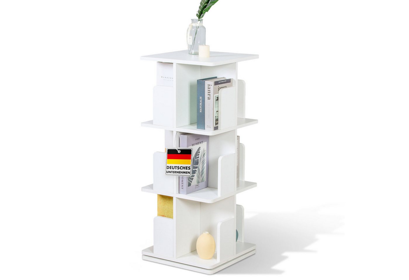 Floordirekt Bücherregal Indiana, drehbares 360° Standregal für Wohnzimmer, Büro & Schlafzimmer, 3 Etagen, 12 Fächer 1-tlg., 40 x 40 x 95 cm, sicherer Stand, einfache Montage und Ecken geeignet Floordirekt Bücherregal Indiana, drehbares 360° Standregal für Wohnzimmer, Büro & Schlafzimmer, 3 Etagen, 12 Fächer 1-tlg., 40 x 40 x 95 cm, sicherer Stand, einfache Montage und Ecken geeignet von Floordirekt