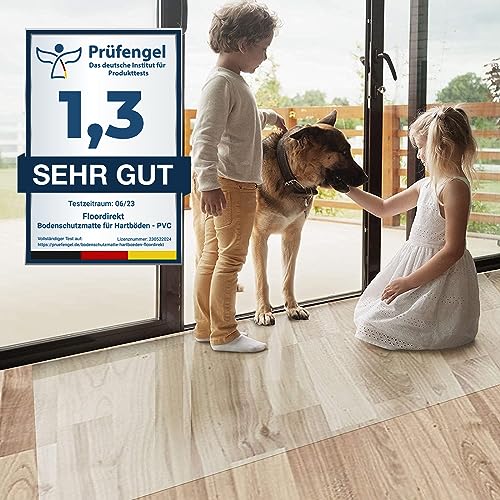 Floordirekt Bürostuhlunterlage Bodenschutzmatte - Bodenmatte Stuhlunterlage - Transparent - Stärke: 1,5 mm - Bodenschutzmatte für Hartböden (Neo, Breite: 90 cm, Länge: 330 cm) von Floordirekt