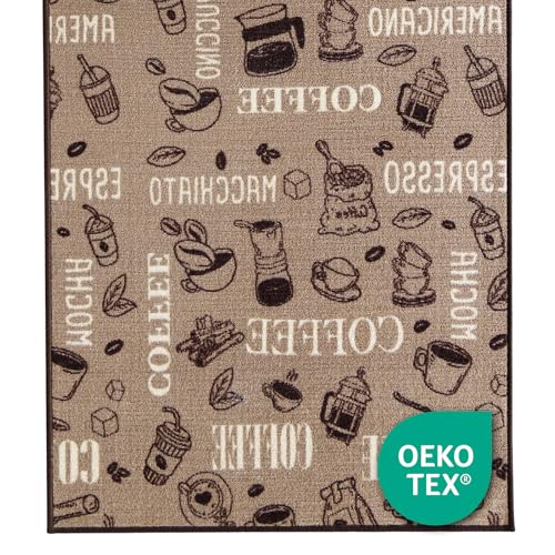 Floordirekt Coffee Küchenläufer - (80 x 150 cm) maßgefertigter Feinschlingen Teppich Läufer für Küche, Flur & Wohnraum von Floordirekt