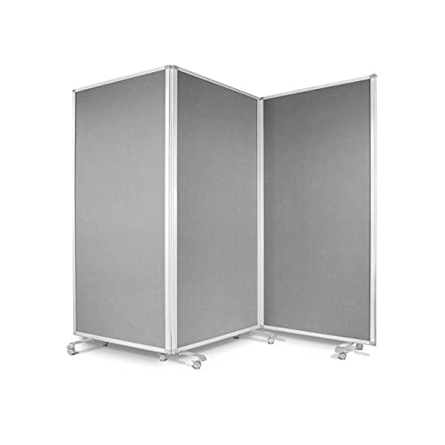 Floordirekt Filz Stellwand mobile Stellwandsystem 3-teilig - Filztafel Pinnwand mit Rollen - Trennwand Raumteiler - Präsentationswand Messewand - doppelseitig nutzbar (180 x 60 x 180 cm, Grau) von Floordirekt