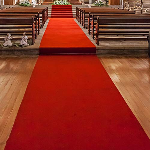 Floordirekt Gangläufer 100 x 3000 cm, Rot 400 - Hochzeitsläufer - Hochzeitsteppich - Premium Teppichläufer - Messeteppich - VIP Eventteppich - Schwer entflammbar von Floordirekt