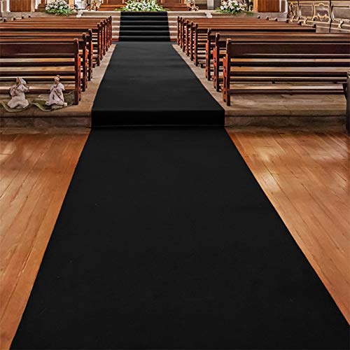 Floordirekt Gangläufer 100 x 200 cm, Schwarz 980 - Hochzeitsläufer - Hochzeitsteppich - Premium Teppichläufer - Messeteppich - VIP Eventteppich - Schwer entflammbar von Floordirekt