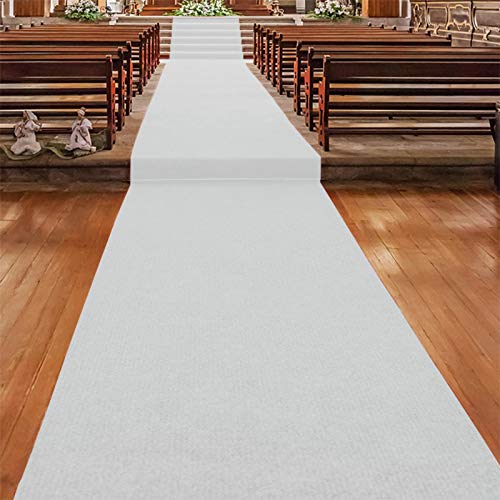 Floordirekt Gangläufer 100 x 200 cm, Weiss 110 - Hochzeitsläufer - Hochzeitsteppich - Premium Teppichläufer - Messeteppich - VIP Eventteppich - Schwer entflammbar von Floordirekt