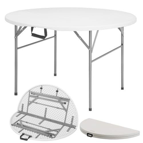Floordirekt- Gartentisch Klappbar Rund 120 x 74 cm - Garten Bistrotisch Bartisch Biertisch Partytisch Esstisch Klapptisch Tisch Weiß (Shiga) von Floordirekt