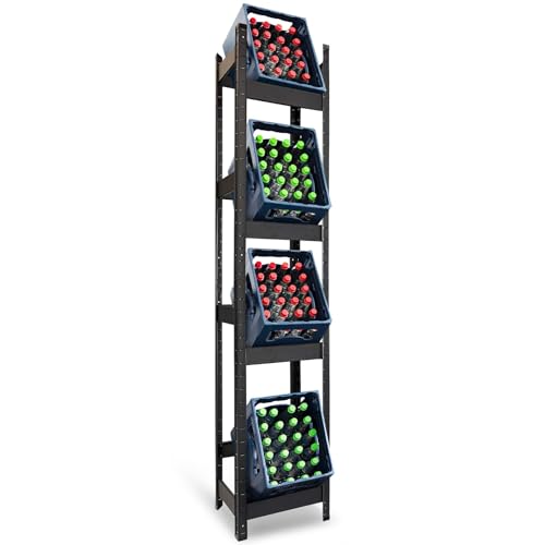 Floordirekt Getränkekistenregal für 4 Kisten - 200 x 40 x 30 cm - Getränkeregal, Kastenregal für Getränkekisten, Flaschenregal, Kastenständer - Regal für Getränkekästen (Osaka) von Floordirekt