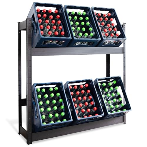 Floordirekt Getränkekistenregal für 6 Kisten - 110 x 110 x 30 cm - Getränkeregal, Kastenregal für Getränkekisten, Flaschenregal, Kastenständer - Regal für Getränkekästen (Osaka) von Floordirekt