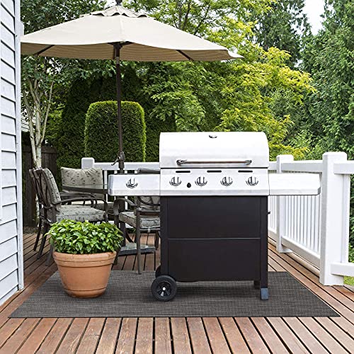 Floordirekt Grillmatte Bodenschutz Grillteppich, Grillunterlage, Grillschutzmatte für Gasgrill & Holzkohlegrill für Outdoor und Garten - Schwer entflammbar 90 x 120 cm Genua von Floordirekt