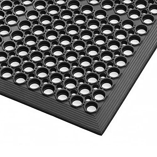 Floordirekt Gummi Lochmatte 90 x 150 cm - Anti-Ermüdungsmatte - Arbeitsplatzmatte aus Naturgummi für mehr Komfort - rutschfest & langlebig - Abgeschrägte Kanten & große Drainage-Löcher von Floordirekt