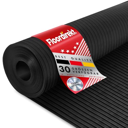Floordirekt Gummiläufer Bodenmatte Gummimatte Breitriefen in 2 Größen Stärke: 3 mm Antirutsch Matte (120 x 150 cm) von Floordirekt