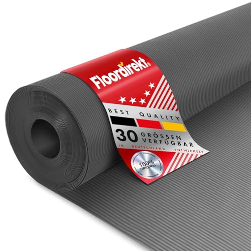 Floordirekt Gummiläufer Miniripp in Grau | Witterungsbeständig & extrem Abriebfest | Rutschsichere Gummimatte Schutzmatte Bodenmatte | Stärke: 3 mm (50 x 50 cm) von Floordirekt