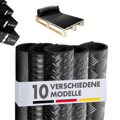 Floordirekt Gummimatte Meterware - Gummiläufer in vielen Strukturen - Antirutschmatte - Bodenbelag (Flachnoppen, 100 x 200 cm) von Floordirekt