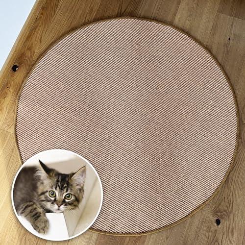 Floordirekt Katzen Kratzmatte rund 120cm Ø aus Natur Sisal Kratzteppich Kratzmöglichkeiten für Katzen Kratzmöbel für Wand oder Boden - robust & waschbar, Kork von Floordirekt