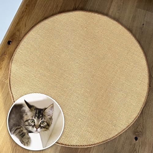 Floordirekt Katzen Kratzmatte rund 80cm Ø aus Natur Sisal Kratzteppich Kratzmöglichkeiten für Katzen Kratzmöbel für Wand oder Boden - robust & waschbar, Natur von Floordirekt