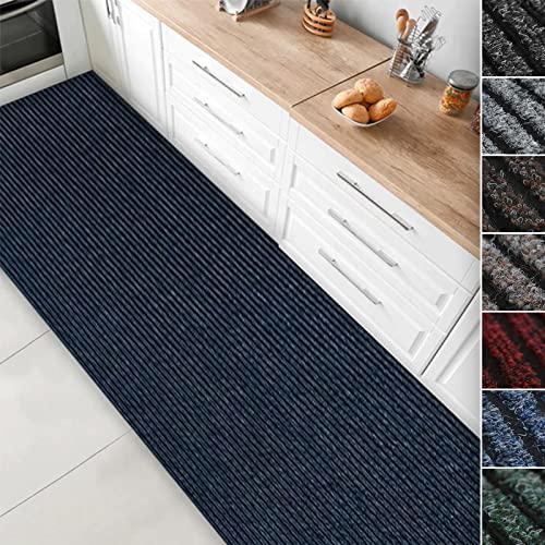 Floordirekt Küchenläufer Granada - Teppich-Läufer auf Maß für die Küche - Breite: 80 cm - Moderne & hochwertige Wohnteppiche (Blau, 80 x 300 cm) von Floordirekt