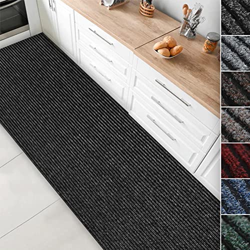 Floordirekt Küchenläufer Granada - Teppich-Läufer auf Maß für die Küche - Breite: 80 cm - Moderne & hochwertige Wohnteppiche (Anthrazit, 80 x 100 cm) von Floordirekt