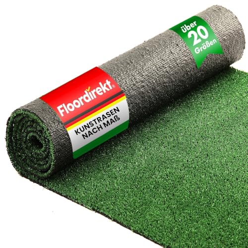 Floordirekt Kunstrasen 1 x 2 m = 2 m² kunstrasen balkon wetterfest - Grün 10mm Spring von Floordirekt
