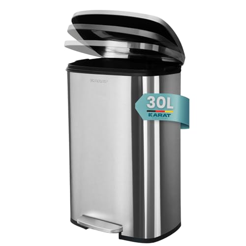 Floordirekt Mülleimer Edelstahl 30 Liter - Abfalleimer aus Edelstahl - Mülltrennsystem für Küche - (Dustin) von Floordirekt
