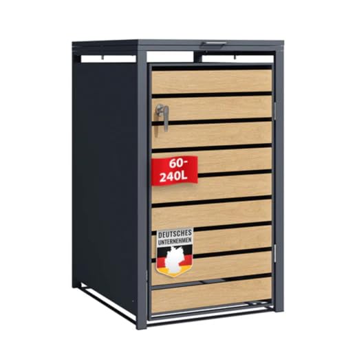Floordirekt Mülltonnenbox 1er Mülltonne für 60-240 L - Anthrazit mit Holzdekor - inkl. Erweiterungsmöglichkeit - Mülltonnenverkleidung, 1 Tonne, Garten Müllhaus, Johann Floordirekt Mülltonnenbox 1er Mülltonne für 60-240 L - Anthrazit mit Holzdekor - inkl. Erweiterungsmöglichkeit - Mülltonnenverkleidung, 1 Tonne, Garten Müllhaus, Johann von Floordirekt