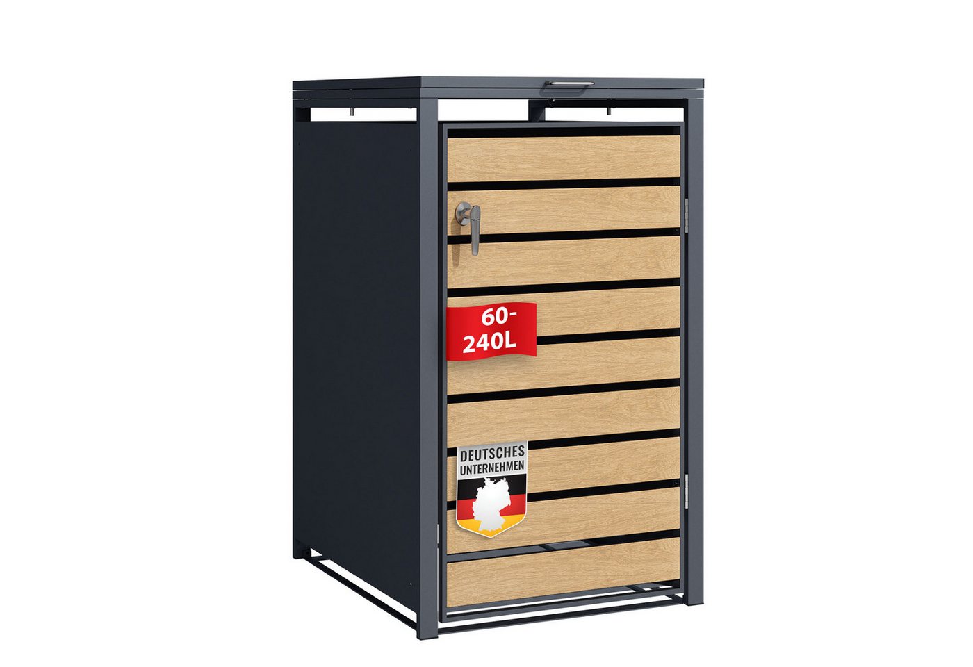 Floordirekt Mülltonnenbox Johan, Anthrazitfarbene Mülltonnenverkleidung mit Holzdekor Floordirekt Mülltonnenbox Johan, Anthrazitfarbene Mülltonnenverkleidung mit Holzdekor von Floordirekt