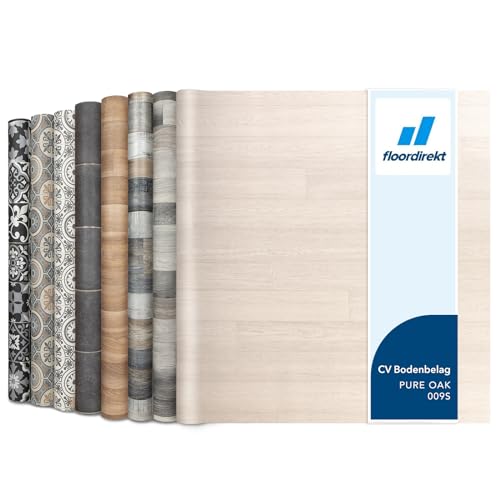 Floordirekt PVC Bodenbelag Meterware nach Maß Vinylboden, CV Linoleum für Küche & Balkon in Holzoptik, Fliesenoptik, Steinoptik - robust & pflegeleicht 100 x 800 cm | Atlantic Pure Oak 009S von Floordirekt