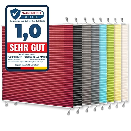 Plissee Rollo Magic | moderner Sichtschutz | Fensterrollo mit Klemmfix ohne Bohren | Klemmrollo | 7 Farben & viele Größen (100x100 cm, Dunkelrot) von Floordirekt