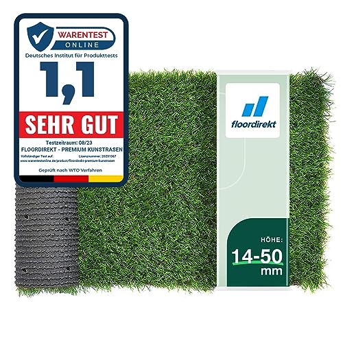 Floordirekt Premium Kunstrasen - Rasenteppich - Rollrasen - Kunststoffrasen - Garten-Rasen - Rasen für Balkon, Terrasse & Garten (Lemon (Höhe: 50mm), 100x700 cm) von Floordirekt