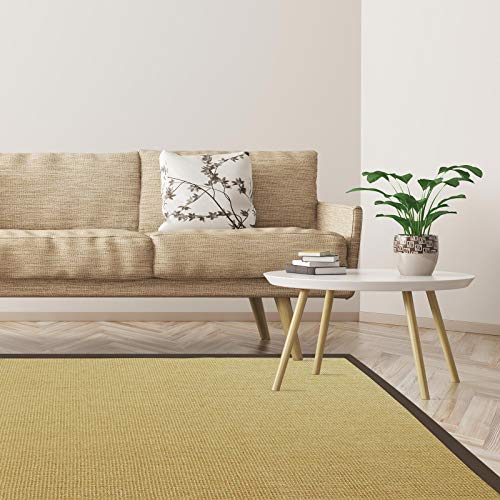 Floordirekt Premium Sisal-Teppich Amazonas | Natur | Mit verschiedenfarbigen Bordüren | 9 Größen | Wohnzimmerteppich, Naturfaserteppich (Cappuchino/Sahara, 160 x 230 cm) von Floordirekt