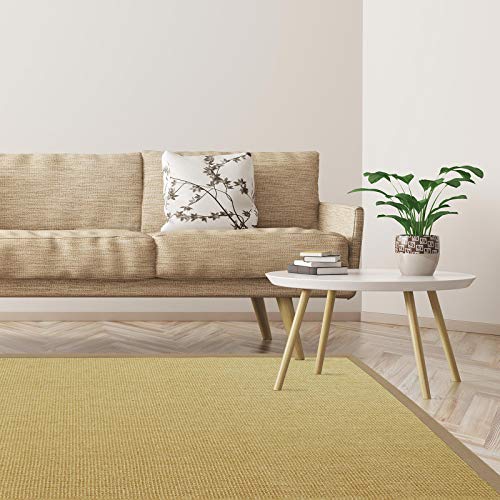 Floordirekt Premium Sisal-Teppich Amazonas | Natur | Mit verschiedenfarbigen Bordüren | 9 Größen | Wohnzimmerteppich, Naturfaserteppich (Creme, 200 x 290 cm) von Floordirekt