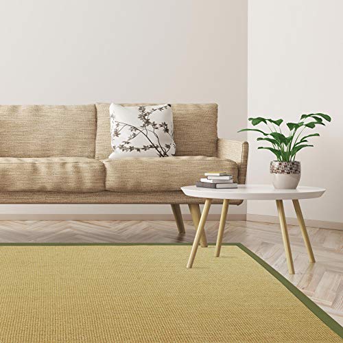 Floordirekt Premium Sisal-Teppich Amazonas | Natur | Mit verschiedenfarbigen Bordüren | 9 Größen | Wohnzimmerteppich, Naturfaserteppich (Pistazie/Taupe, 120 x 180 cm) von Floordirekt